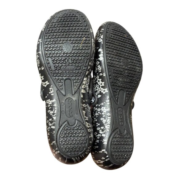 Crocs Shoes Women's Size 7 Alice Work Flats Floral Black Silver - Picture 3 of 4
